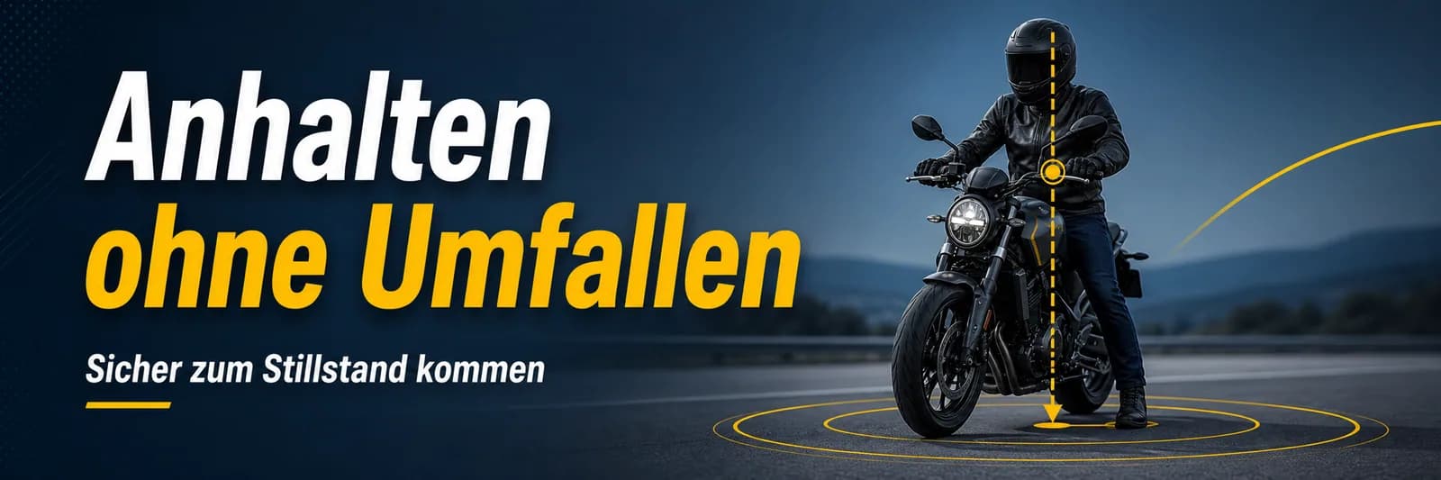 Anhalten ohne Umfallen: sicher zum Stillstand kommen mit ausgestrecktem Bein