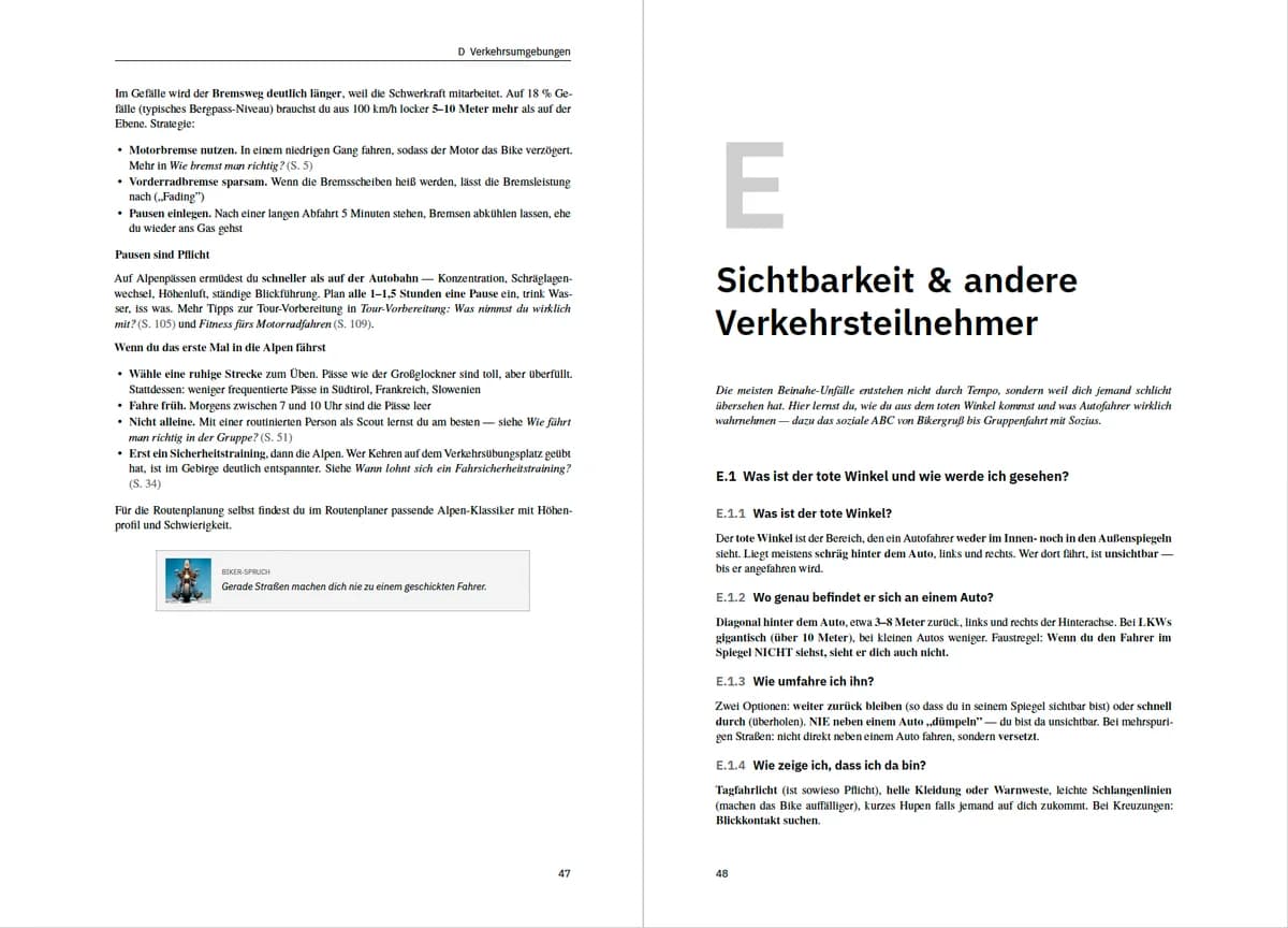 Buchseite: Sichtbarkeit & andere Verkehrsteilnehmer